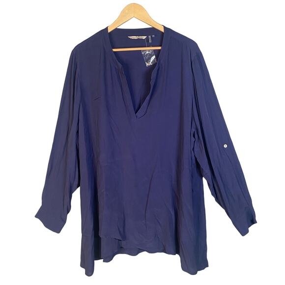 Soft Surroundings Tops - Soft Surroundings Top Women Size 2X V-Neck Pullover Long Sleeve Roll Tab Tunic